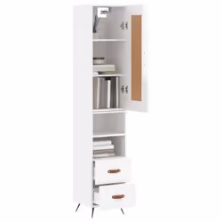 vidaXL Highboard Sideboard Storage Cabinet High Gloss White Engineered Wood