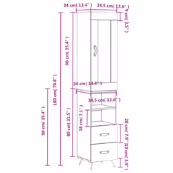 vidaXL Highboard Sideboard Storage Cabinet High Gloss White Engineered Wood