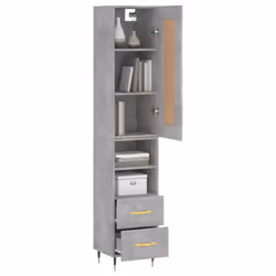 vidaXL Highboard Sideboard Storage Cabinet Home Side Cabinet Engineered Wood - concrete grey, 2 drawers 2 shelves - Additional view 2