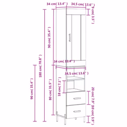 vidaXL Highboard Sideboard Storage Cabinet Side Cabinet White Engineered Wood
