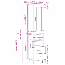 vidaXL Highboard Sideboard Cupboard Side Cabinet Concrete Grey Engineered Wood