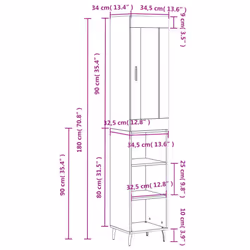 vidaXL Highboard Sideboard Tall Storage Cabinet Side Cabinet Engineered Wood - concrete grey, 3 shelves