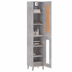 vidaXL Highboard Sideboard Tall Storage Cabinet Side Cabinet Engineered Wood - concrete grey, 1 glass door - Additional view 2