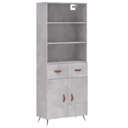 vidaXL Highboard Sideboard Storage Cabinet Cupboard Cabinet Engineered Wood - concrete grey, 2 doors 2 drawers