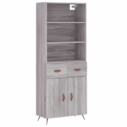 vidaXL Highboard Sideboard Storage Cabinet Cupboard Cabinet Engineered Wood - grey sonoma, 2 doors 2 drawers