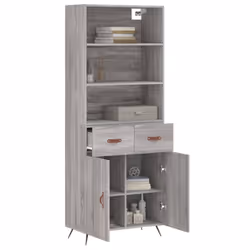 vidaXL Highboard Sideboard Storage Cabinet Cupboard Cabinet Engineered Wood - grey sonoma, 2 doors 2 drawers