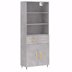 vidaXL Highboard Sideboard Storage Cabinet High Gloss White Engineered Wood - concrete grey, 2 doors 2 drawers