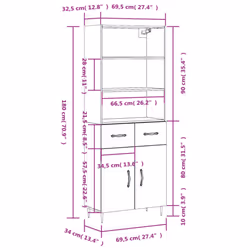 vidaXL Highboard Sideboard Storage Cabinet High Gloss White Engineered Wood - concrete grey, 2 doors 2 drawers