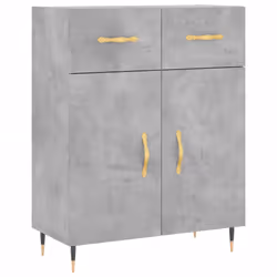 vidaXL Highboard Sideboard Storage Cabinet High Gloss White Engineered Wood - concrete grey, 2 doors 2 drawers - Additional view 6