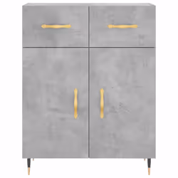 vidaXL Highboard Sideboard Storage Cabinet High Gloss White Engineered Wood - concrete grey, 2 doors 2 drawers - Additional view 7