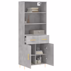 vidaXL Highboard Sideboard Cupboard Side Cabinet Grey Sonoma Engineered Wood - concrete grey, 2 doors 2 drawers - Additional view 2