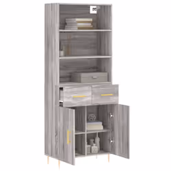 vidaXL Highboard Sideboard Cupboard Side Cabinet Grey Sonoma Engineered Wood - grey sonoma, 2 doors 2 drawers - Additional view 2