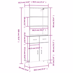 vidaXL Highboard Sideboard Storage Cabinet Home Side Cabinet Engineered Wood - grey sonoma, 2 doors 2 drawers