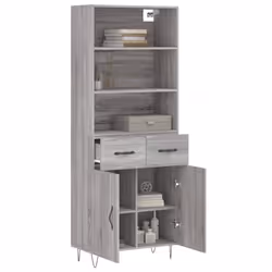 vidaXL Highboard Sideboard Cupboard Side Cabinet Grey Sonoma Engineered Wood - grey sonoma, 2 doors 2 drawers - Additional view 2
