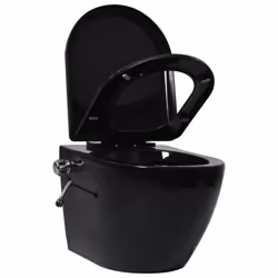 vidaXL Wall Hung Rimless Bidet Toilet with Concealed Cistern Black Ceramic
