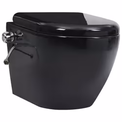 vidaXL Wall Hung Rimless Bidet Toilet with Concealed Cistern Black Ceramic - Additional view 4
