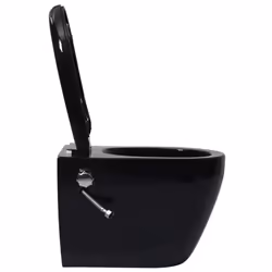 vidaXL Wall Hung Rimless Bidet Toilet with Concealed Cistern Black Ceramic - Additional view 6