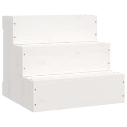 vidaXL Solid Wood Pine Pet Stair Wooden Pet Ladder Dog Stair Multi Colours - White, 40 x 37.5 x 35 cm