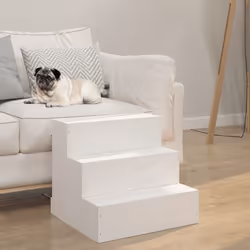 vidaXL Solid Wood Pine Pet Stair Wooden Pet Ladder Dog Stair Multi Colours - White, 40 x 37.5 x 35 cm