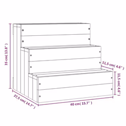 vidaXL Solid Wood Pine Pet Stair Wooden Pet Ladder Dog Stair Multi Colours - Grey, 40 x 37.5 x 35 cm