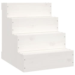 vidaXL Solid Wood Pine Pet Stair Wooden Pet Ladder Dog Stair Multi Colours - White, 40 x 49 x 47 cm