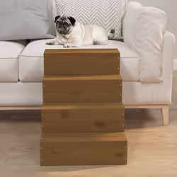 vidaXL Solid Wood Pine Pet Stair Wooden Pet Ladder Dog Stair Multi Colours - Honey brown, 40 x 49 x 47 cm