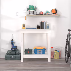 vidaXL Solid Wood Pine Work Bench Working Storage Table Multi Colours/Sizes - white, 80 x 50 x 80 cm - Additional view 2
