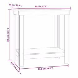 vidaXL Solid Wood Pine Work Bench Working Storage Table Multi Colours/Sizes - white, 80 x 50 x 80 cm - Additional view 3