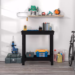 vidaXL Solid Wood Pine Work Bench Working Storage Table Multi Colours/Sizes - black, 80 x 50 x 80 cm