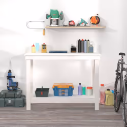 vidaXL Solid Wood Pine Work Bench Working Storage Table Multi Colours/Sizes - white, 110 x 50 x 80 cm - Additional view 2