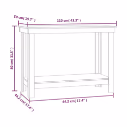 vidaXL Solid Wood Pine Work Bench Working Storage Table Multi Colours/Sizes - white, 110 x 50 x 80 cm - Additional view 3