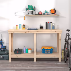 vidaXL Solid Wood Pine Work Bench Working Storage Table Multi Colours/Sizes - brown, 140 x 50 x 80 cm - Additional view 2