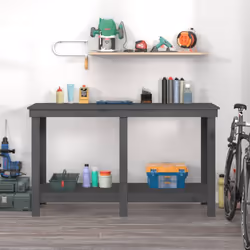 vidaXL Solid Wood Pine Work Bench Working Storage Table Multi Colours/Sizes - grey, 140 x 50 x 80 cm - Additional view 2