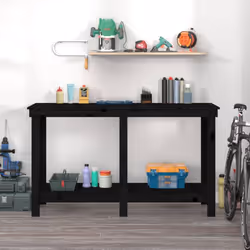 vidaXL Solid Wood Pine Work Bench Working Storage Table Multi Colours/Sizes - black, 140 x 50 x 80 cm - Additional view 2