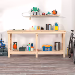 vidaXL Solid Wood Pine Work Bench Working Storage Table Multi Colours/Sizes - brown, 180 x 50 x 80 cm - Additional view 2