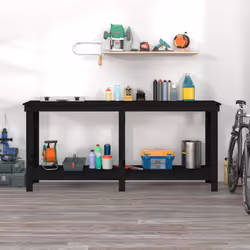 vidaXL Solid Wood Pine Work Bench Working Storage Table Multi Colours/Sizes - black, 180 x 50 x 80 cm - Additional view 2