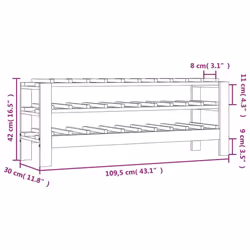 vidaXL Solid Wood Pine Wine Rack Alcohol Rack Bottle Holder Shelf Multi Models - 109.5 x 30 x 42 cm - Additional view 7