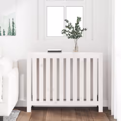 vidaXL Radiator Cover Wooden Heating Cover Radiator Cabinet Solid Wood Pine - white, 108.5 x 19 x 84 cm