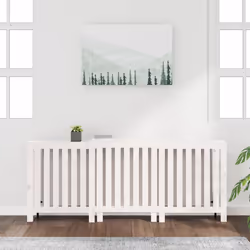 vidaXL Radiator Cover Wooden Heating Cover Radiator Cabinet Solid Wood Pine - white, 210 x 21 x 85 cm