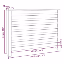 vidaXL Solid Wood Pine Radiator Cover Radiator Cabinet Multi Colours/Sizes - White, 108.5 x 19 x 84 cm - Additional view 7