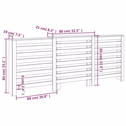 vidaXL Solid Wood Pine Radiator Cover Radiator Cabinet Multi Colours/Sizes - White, 210 x 21 x 85 cm
