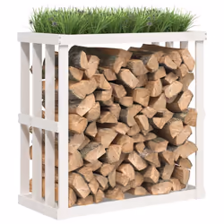 vidaXL Outdoor Log Holder Honey Brown Wooden Firewood Stand Solid Wood Pine - White, 108 x 52 x 106 cm - Additional view 8