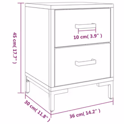 vidaXL Solid Wood Pine Bedside Cabinets Bedroom Side Table Wooden Nightstand - brown, 36 x 30 x 45 cm/ 2 pcs - Additional view 3