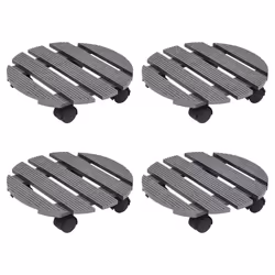 vidaXL 2/4x Plant Trolleys WPC Dolly Caddy Stand Round/Square Multi Colours - grey, Ã30x7,5 cm