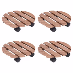 vidaXL 2/4x Plant Trolleys WPC Dolly Caddy Stand Round/Square Multi Colours - brown, Ã30x7,5 cm