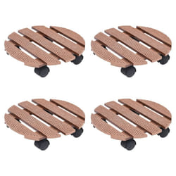 vidaXL 2/4x Plant Trolleys WPC Dolly Caddy Stand Round/Square Multi Colours - brown, Ã30x7,5 cm