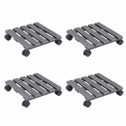 vidaXL 2/4x Plant Trolleys WPC Dolly Caddy Stand Round/Square Multi Colours - grey, 30x30x7,5 cm