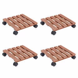 vidaXL 2/4x Plant Trolleys WPC Dolly Caddy Stand Round/Square Multi Colours - brown, 30x30x7,5 cm