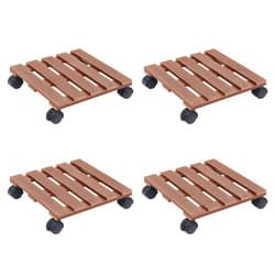 vidaXL 2/4x Plant Trolleys WPC Dolly Caddy Stand Round/Square Multi Colours - brown, 30x30x7,5 cm