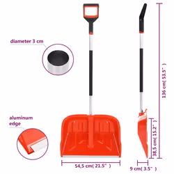 vidaXL Snow Shovel Red 136 cm Aluminium Shoveling Tool Snow Scoop Remover